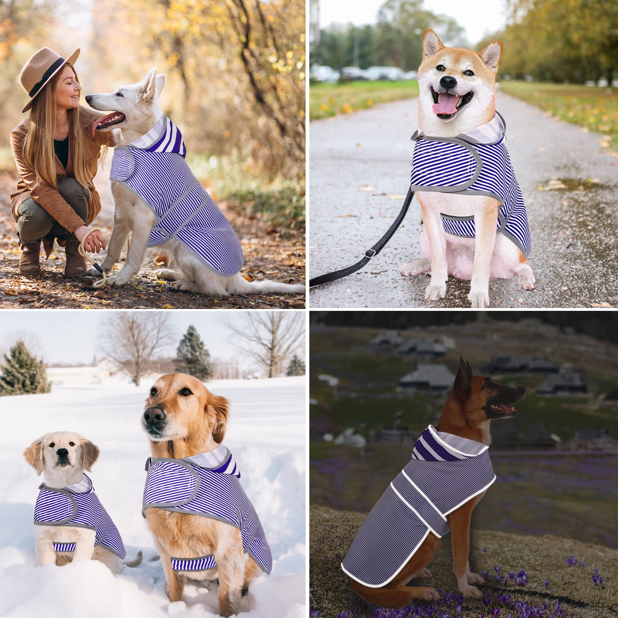 Dog Raincoats For Large Dogs With Hood And Leash Hole, Waterproof Dogs Poncho Rain Jacket Coat For Large Pets